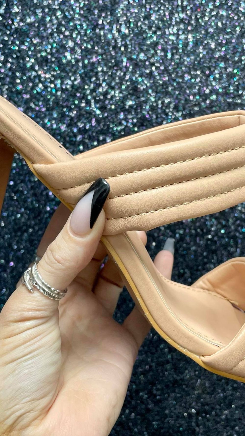 Beige Two Strap Mule Sandal