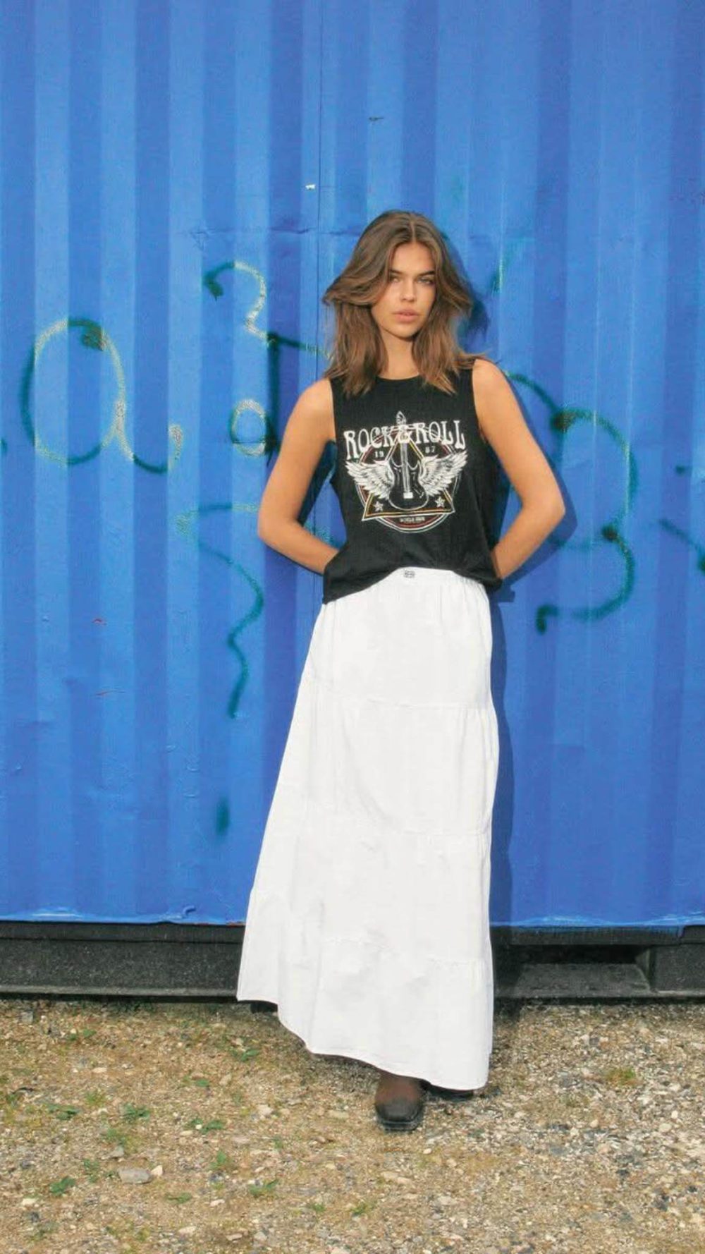 Freya Popeline Maxi Skirt in White