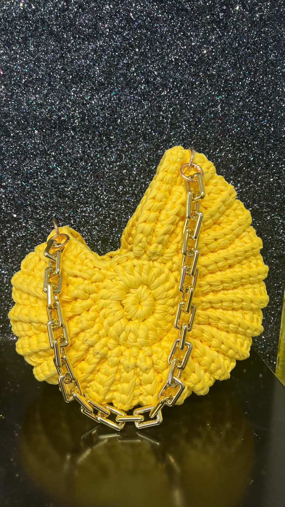Sea Shell Handmade Crochet Clutch bag in Yellow