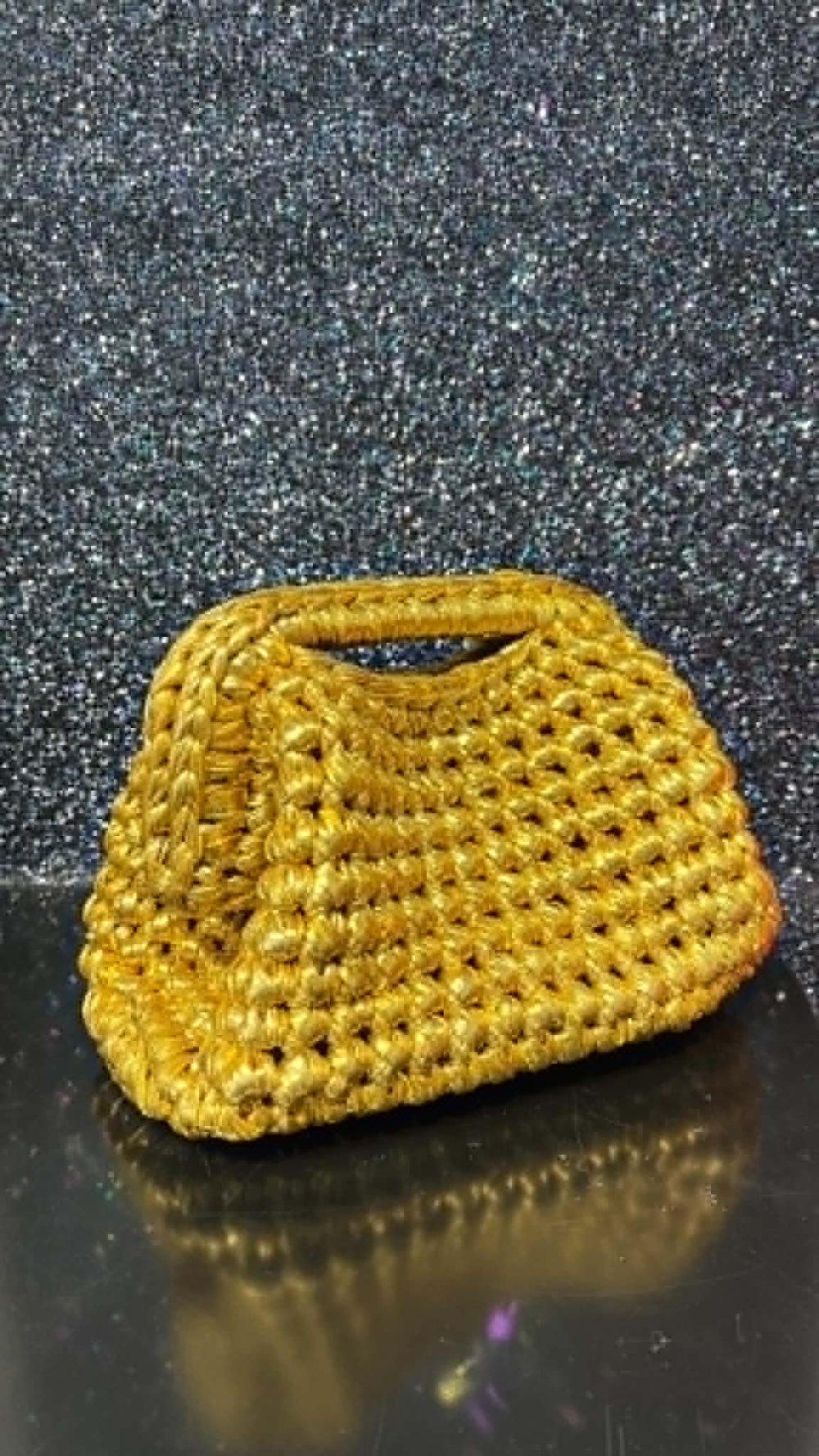 Handmade Crochet Clutch bag in Deep Gold